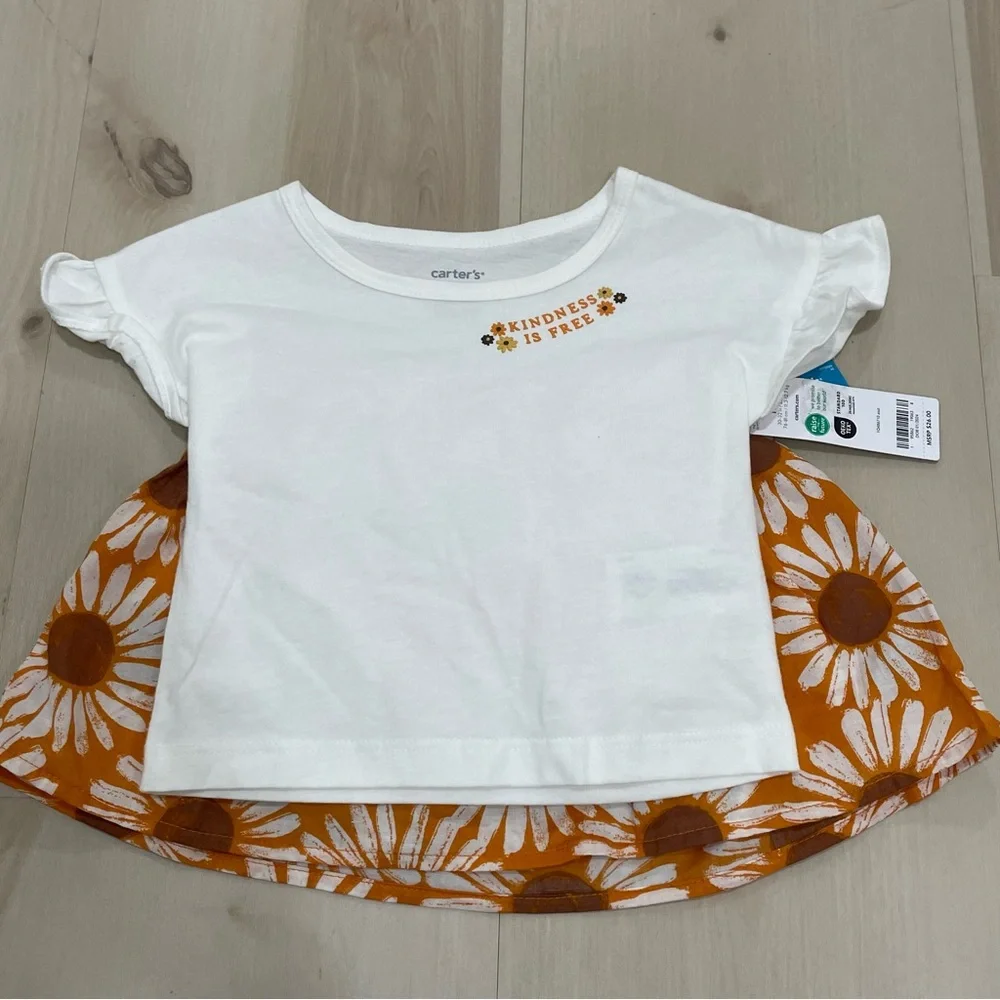 NWT Carter's Toddler Girls 18 Month Floral T-shirt and Skort 2 Piece Set